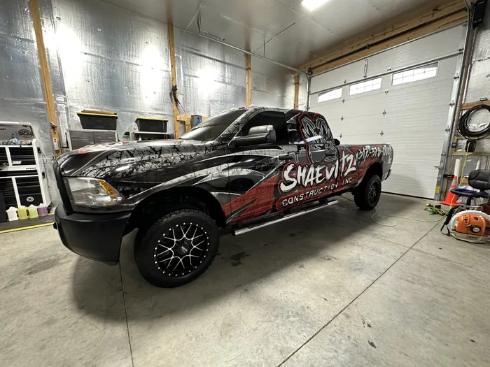 Wrapped Ram pickup detailed in the Platinum Pro Clean shop