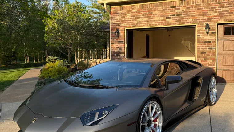 Matte grey Lamborghini Aventador after a ceramic coating in Mooresville, Indiana